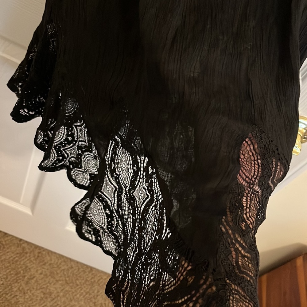 Apt. 9 Long Black Skirt w/ fun lined elastic waist and hem lacing. Size S. - Picture 7 of 10